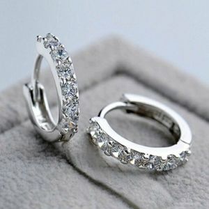 NEW 925 STERLING SILVER PLATED DIAMOND HUGGIES